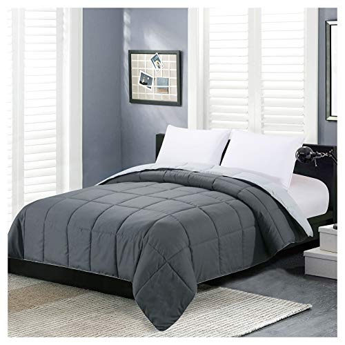 Homelike Moment Twin Lightweight Comforter Gray - All Season Down Alternative Bed Comforter Summer Duvet Insert Quilted Reversible Comforters Twin Size Dark Gray / Light Grey