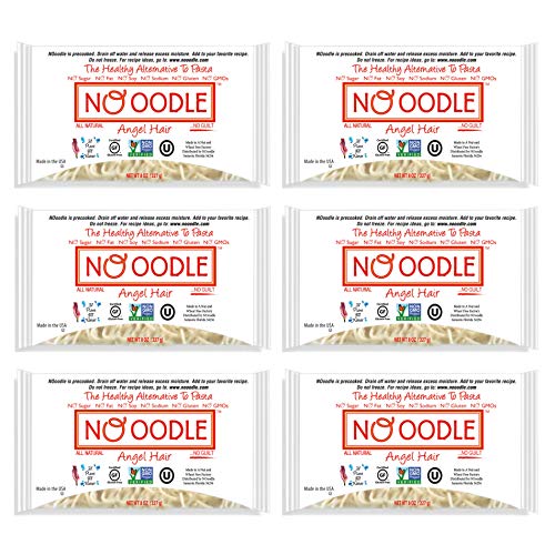 NOoodle No Carb Pasta, Zero Calories, Gluten Free, Keto Friendly, Best Tasting Shirataki Noodles (Angel Hair 6 Pack)