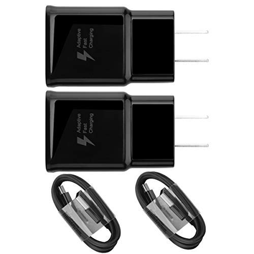 Adaptive Fast Charger kit,Wall Charger Adapter Compatible with Samsung Galaxy S8/S9/S10 Plus/note8/9, Include 2X Charging Adapter + 2X Type-C Cable (2 Packs) -Black