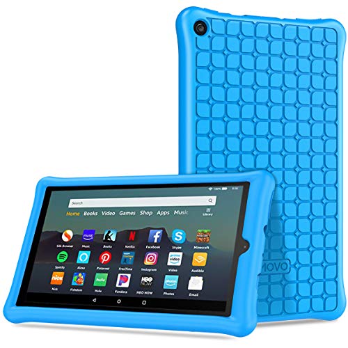 TiMOVO Case Fits All-New Fire 7 Tablet (9th Generation, 2019 Release) - Lightweight Soft Silicone Kids Friendly Shockproof Cover Honey Comb Shell Fit Amazon Fire 7 Tablet - Blue