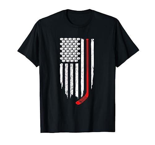 Patriotic Hockey Flag T-Shirt for Hockey Fans