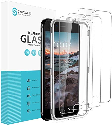 Book Cover Syncwire Screen Protector for iPhone 8 Plus / 7 Plus [3-Pack], 9H Hardness Anti-Fingerprint Tempered Glass for iPhone 8 Plus/7 Plus [Screen-Alignment Frame Included, Bubble-Free, 3D-Touch Support]
