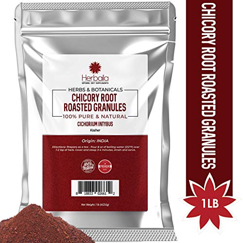 Organic Chicory Root Roasted Granules, 1 Pound Chicory Inulin Powder, Prebiotic Supplement (Dietary Fiber Supports Digestive Health) Caffeine Free, USDA Organic, Kosher