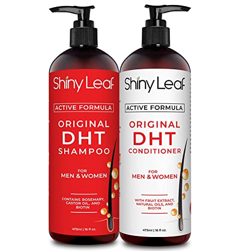 DHT Blocker Shampoo and Conditioner for Hair Loss With Biotin For Men, Women, Anti-Hair Loss Treatment, Rosemary Leaf Oil and Asparagus Extracts, for Thinning Hair (Shampoo and Conditioner)