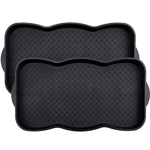 Mibao Shoe Tray, Multi-Purpose Plastic Tray 2 Packs, Anti-Slip Boot Tray Pet Feeding Mat, Utility Shoe Rack Indoor and Outdoor, Dog&Cat Bowls Trays Shoe Mat for Indoor and Outdoor,15 x 30 x 1.25 inch