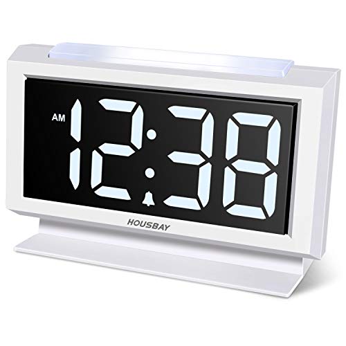 Book Cover Housbay Digital Alarm Clocks for Bedrooms - Handy Night Light, Large Numbers with Display Dimmer, Dual USB Chargers, 12/24hr, Outlets Powered Compact Clock for Nightstand, Desk, Shelf