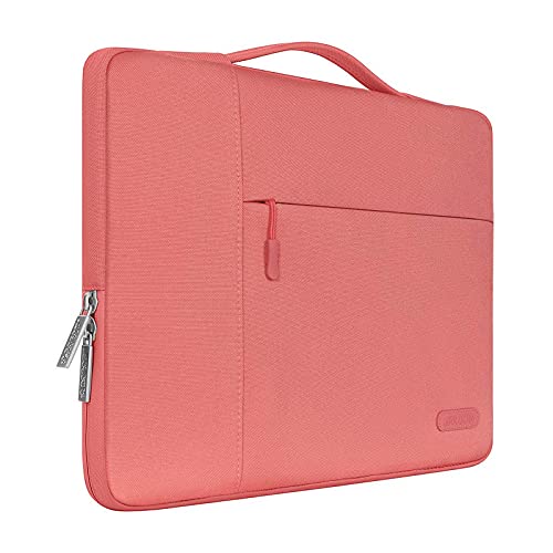 MOSISO Laptop Sleeve Compatible with MacBook Air/Pro, 13-13.3 inch Notebook, Compatible with MacBook Pro 14 inch 2023-2021 A2779 M2 A2442 M1, Polyester Multifunctional Briefcase Bag, Living Coral