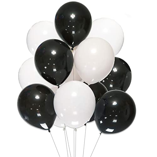 12 Inch White Black Balloons,100 pcs 12â€Latex Balloons for Party Decoration Birthday Wedding Photo Shoot Event Graduation Party Christmas Baby Party