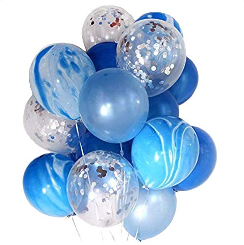 12" Confetti Latex Balloons Wedding Birthday Party Decoration 20 Per Bag (Blue)