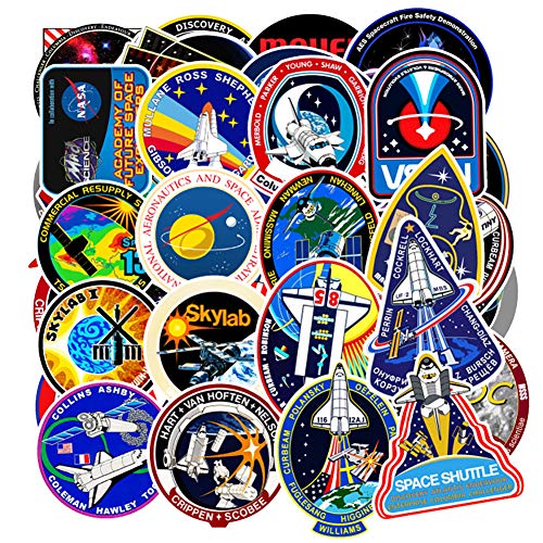 Book Cover Vinyl Universe NASA Stickers Pack 45 Pcs Space Explorer Stickers Astronaut Decals for Laptop Ipad Car Luggage Water Bottle Helmet