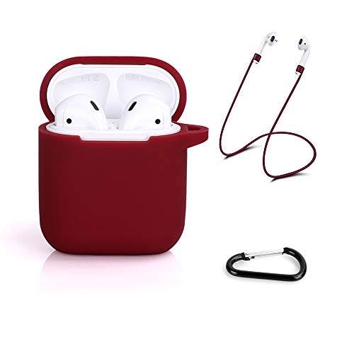 AirPods Case, Hammee AirPod Case Soft Silicone Protective Case Cover for Apple AirPods Charging Case, Portable AirPods Charging Case Accessories Compatible with Apple AirPods 1 & AirPods 2 (Burgundy)