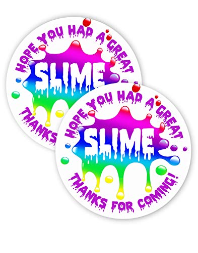 POP parties Slime Rainbow Party Favor Stickers - 40 Favor Bag Stickers - Slime Thank You Tag - Slime Party Supplies - Slime Party Decorations - Rainbow Stickers B