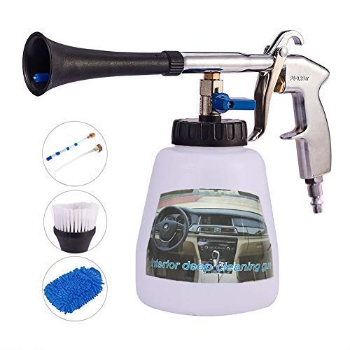 Turbo Clean Pro Car Interior Cleaner - High Pressure Tornado Deep Cleaning Gun Wash Brush, Spray Tool Kit, Car Washing Cloth, Vehicle Exterior Glass Cleaner, for Air Compressor, 1L Foam Bottle