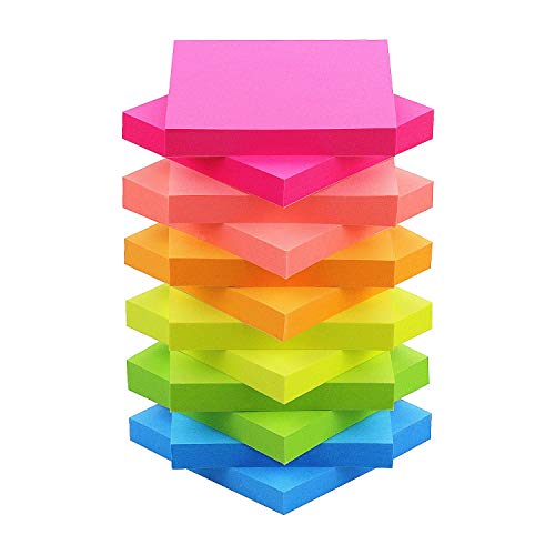 Eastern Wolf Sticky Notes 3x3 Self-Stick Notes Bright Multi Colors Pink Sticky Notes 12 Pads 100 Sheet/Pad (12)