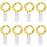Cotcool 8 Pack Yellow 7.2ft 20 Led Fairy Lights Battery Operated Starry String Light Firefly Lights for Costume Wedding Bedroom Halloween Christmas Easter Party Table Decor