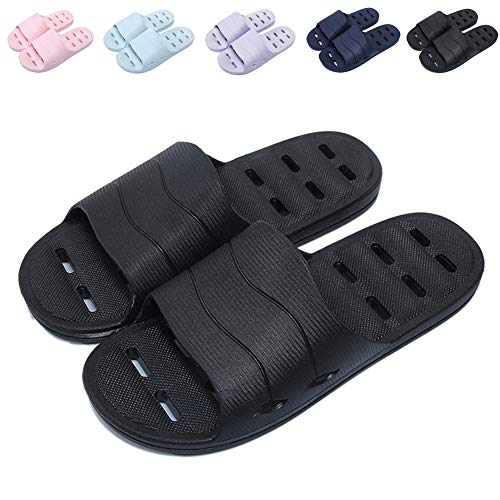 Book Cover Shower Sandal Slippers with Drainage Holes Quick Drying Bathroom Slippers Gym Slippers Soft Sole Open Toe House Slippers for Men and Women