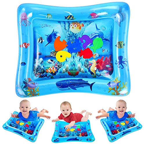 Book Cover VATOS Tummy Time Baby Water Play Mat Toys for 3 6 9 Months Newborn Infant&Toddlers, Inflatable Sensory Toys Gifts for Boy Girl| BPA Free Infant Early Development Activity Centers