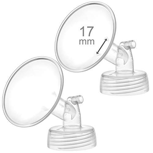 2X 17 mm Maymom Wide Neck Pump Parts for Spectra S1/S2 Pumps; Incl Wide Mouth Flanges; Not Original Spectra Flange; Replaces Spectra Shield (Small Spectra Flange) (17 mm Two Flanges)