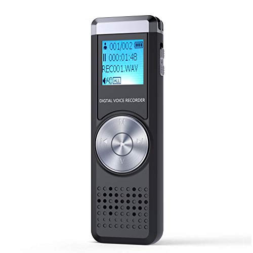 32GB Digital Voice Recorder, TENSAFEE Dictaphone Sound Activated Recorder, Portable Rechargeable HD Audio Recorder, MP3 Player/A-B Repeat Voice Recorders for Lectures/Meetings/Interviews/Class