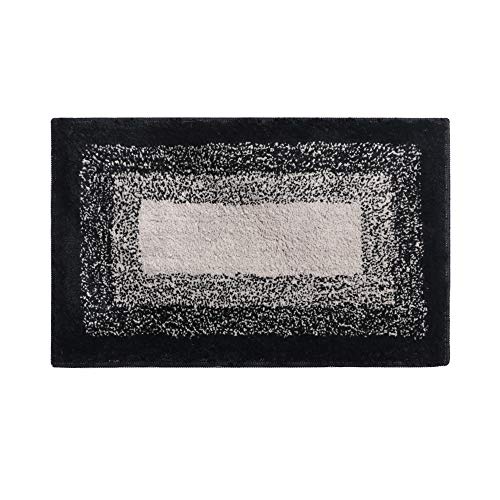 Bathroom Rug,HAOCOO Banded Ombre Black Bath Mat Non-Slip Door Carpet Soft Luxury Microfiber Machine-Washable Floor Rug for Doormats Tub Shower (20x31 inch)