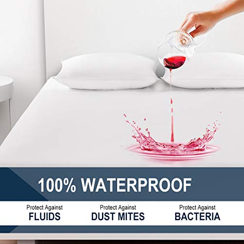 COHOME Queen 100% Waterproof Mattress Protector, Hypoallergenic, Breathable Mattress Cover Fitted 8-21 inch Deep Pocket - Vinyl Free
