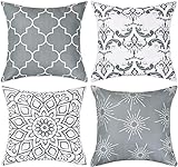 Fascidorm Throw Pillow Covers Modern Decorative Cushion Case for Room Bedroom Sofa Chair Car, Grey and White, 18 x 18 Inch