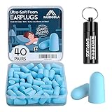 Foam Ear Plugs for Sleeping, 40 Pairs Noise Cancelling Ear Plugs with Aluminum Carry Case, 34db NRR Soft Sleep Earplug for Noise Reduction, Sound Blocking, Traveling, Flying, Working, Studying, Blue