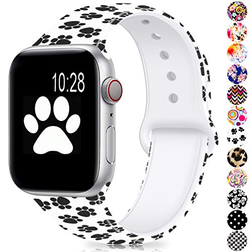 Book Cover Humenn Compatible with Apple Watch Band 38mm 40mm 42mm 44mm,Soft Silicone Fadeless Pattern Printed Replacement Bands Compatible for iWatch Apple 2018 Watch Series 1,2,3,4