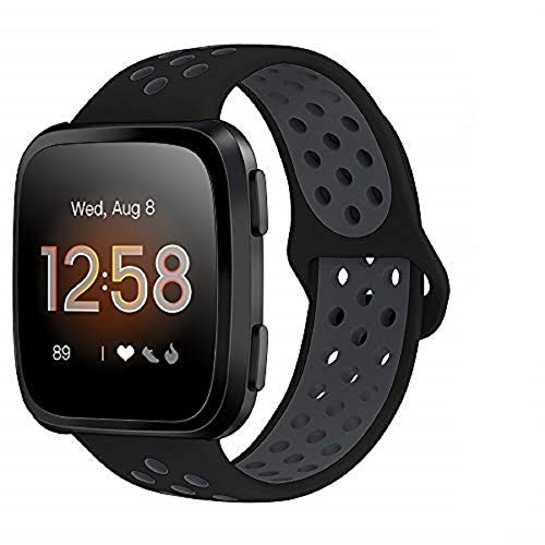 NANW Bands Compatible with Fitbit Versa/Versa 2/Versa Lite Small Large, Soft Silicone Replacement Band for Versa/Versa 2, Air Hole Wristband Strap for Women Men