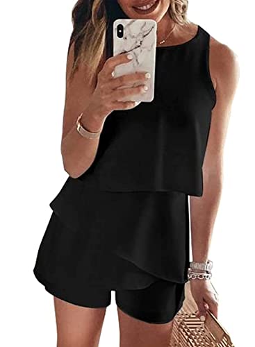 Dokotoo Womens Halter Neck Sleeveless Floral Print & Solid Rompers Jumpsuits