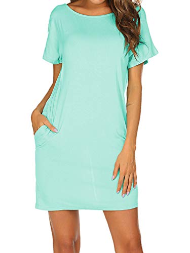 Kancystore Womens Summer Backless Short Sleeve Criss Cross Beach Tshirt Dress with Pockets