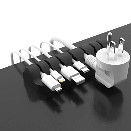Yocice Desktop Cable Clips Wall Mounted Cord Clips with Strong Adhesive Tapes,Wire Holder Organizer Cord Management for Car, Office and Home (Black- CR01(1PCS))