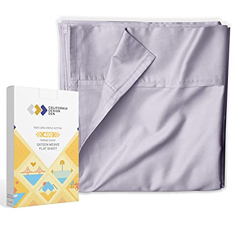 King Flat Sheets Sold Separately Soft & Durable, 100% Cotton, 400 Thread Count Sateen, Smooth & Breathable Top Sheet Only (Lavender Gray)