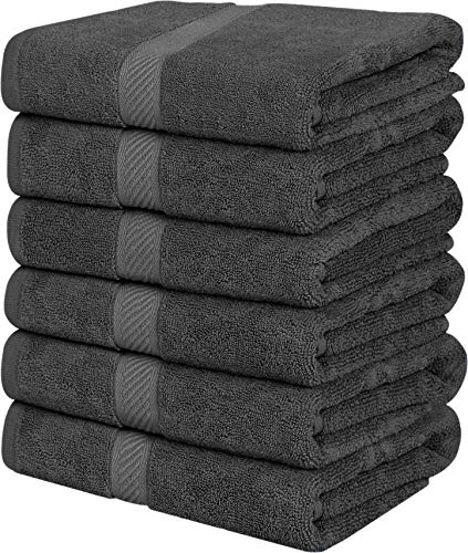 Utopia Towels Cotton Towels, Grey, 22 x 44 Inches Towels for Pool, Spa, and Gym Lightweight and Highly Absorbent Quick Drying Towels, (Pack of 6)