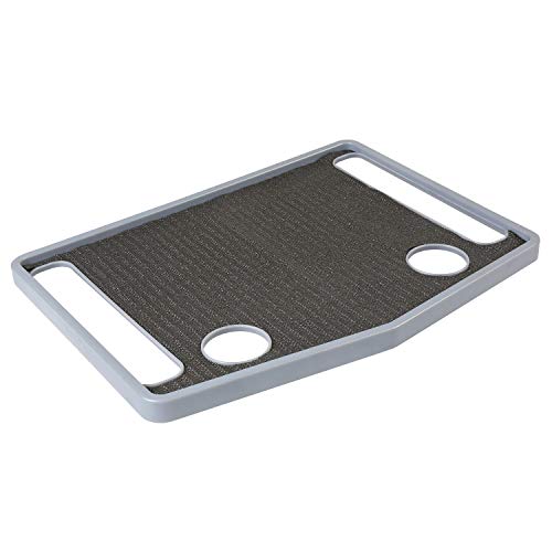 Support Plus Walker Tray Table Accessory with Non-Slip Mat/Cup Holders (21"x16") - Gray