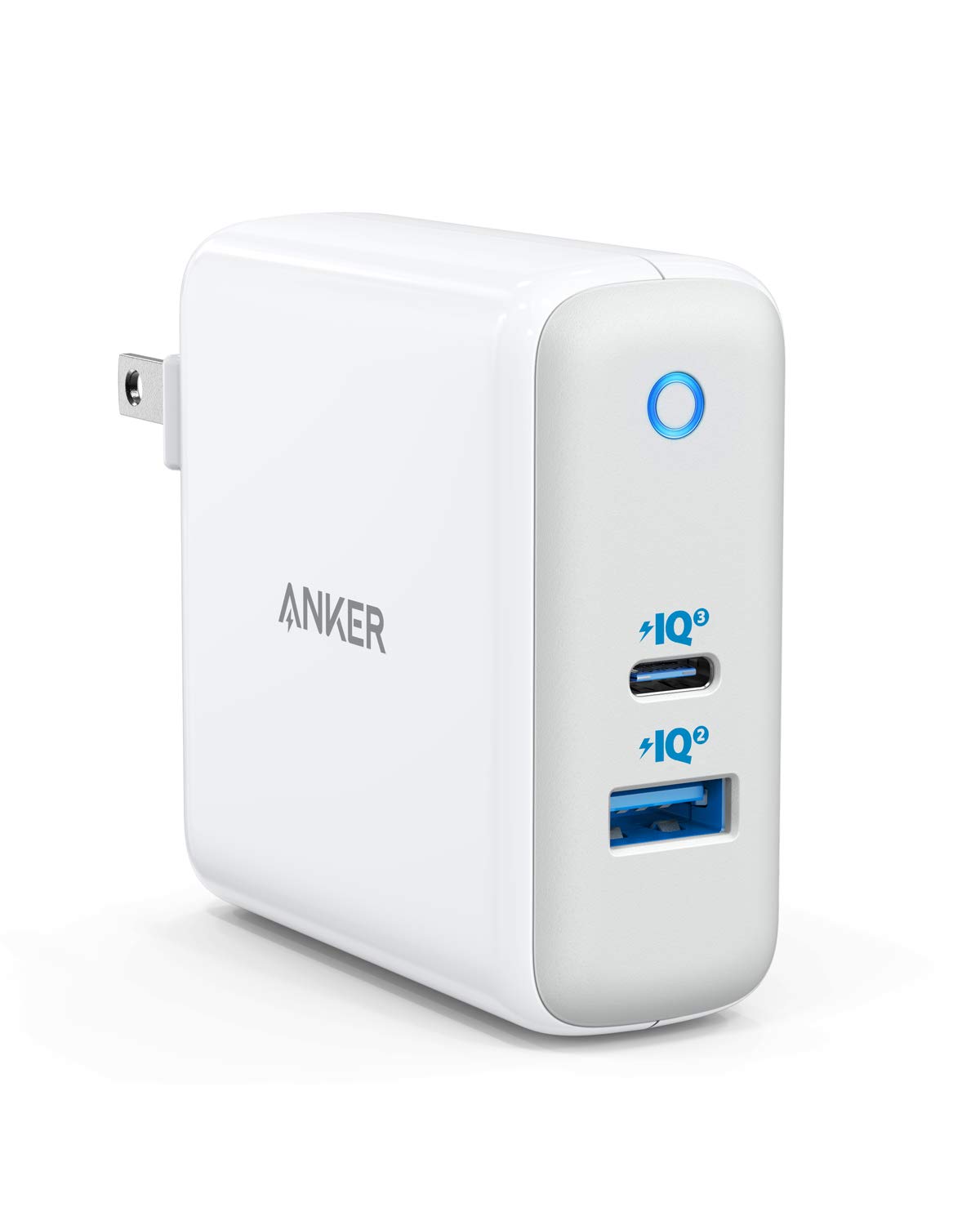 Book Cover Anker 60W PIQ 3.0 & GaN Tech Dual Port Charger, PowerPort Atom III (2 Ports) Travel Charger with a 45W USB C Port, for USB-C Laptops, MacBook, iPad Pro, iPhone, Galaxy, Pixel and More White