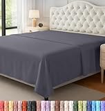 Utopia Bedding Flat Sheet - 1 Pack (Queen, Grey) - Soft Brushed Microfiber Fabric - Shrinkage & Fade Resistant Top Sheet - Easy Care Bed Sheet
