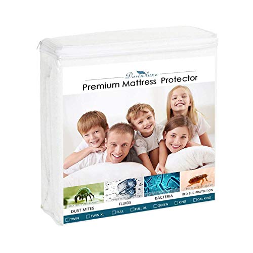 Book Cover downluxe Premium Hypoallergenic Waterproof Mattress Protector - Mattress from Liquids, Dust Mites, and Allergens - Fitted Cotton Terry Cover (Full)