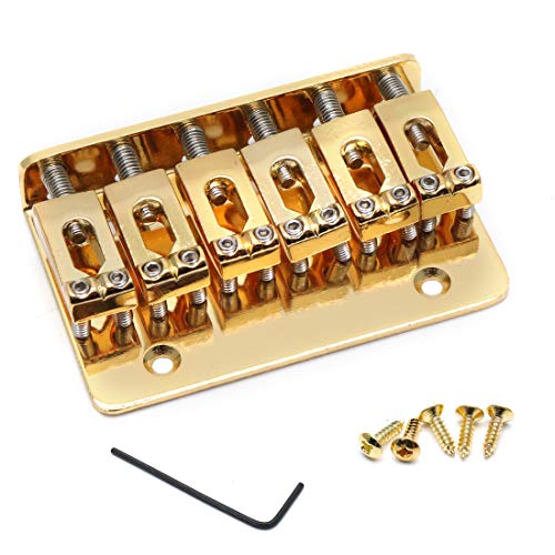 Timiy Top Load Hardtail Saddle Bridge for 6 String Guitar, Gold