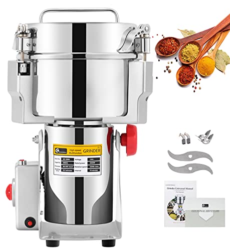 CGOLDENWALL 2500g Commercial Spice Grinder Electric Grain Mill Grinding Machine for Various Grains Wheat Flour Mill Pulverizer CE Approved 110V 3600W