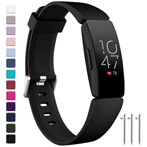 Ouwegaga Compatible for Fitbit Inspire HR Bands Women Men and Fitbit Ace 2 Bands for Kids Black Small