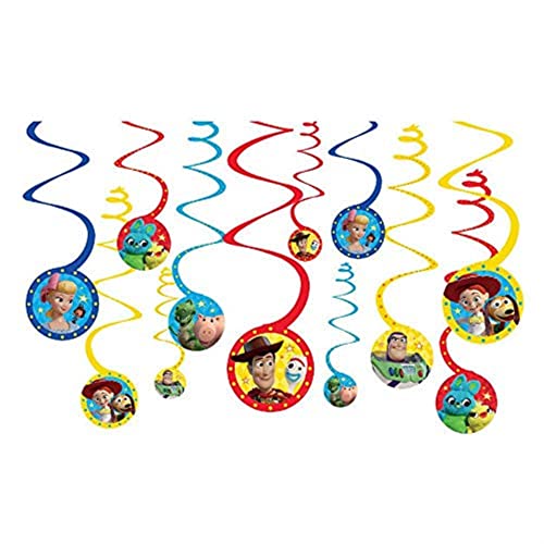 Book Cover Toy Story 4 Hanging Swirl Decorations - Assorted Designs, 12 Pcs