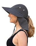 Camptrace Wide Brim Hiking and Fishing Hat with Neck Flap Sun Protection UPF 50+ Outdoor Safari Gardening Hats for Women Men