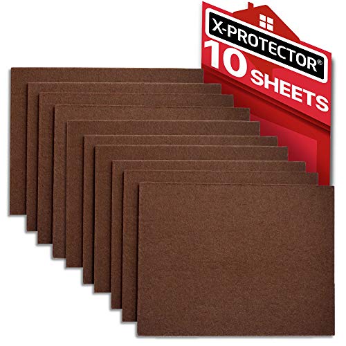 Felt Furniture Pads X-PROTECTOR 10 Pack Premium 8"x6" Heavy Duty 1/5" Felt Sheets! Cut Furniture Felt Pads for Furniture Feet You Need - Best Furniture Pads for Hardwood Floors!