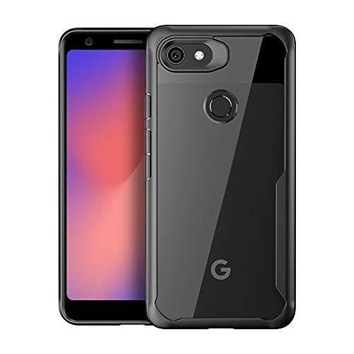 Olixar Bumper Case for Google Pixel 3a, Shockproof Transparent Cover - Hard Slim Frame with Air Cushion Protection - Anti-Scratch Clear Back - NovaShield - Wireless Charging Compatible - Black
