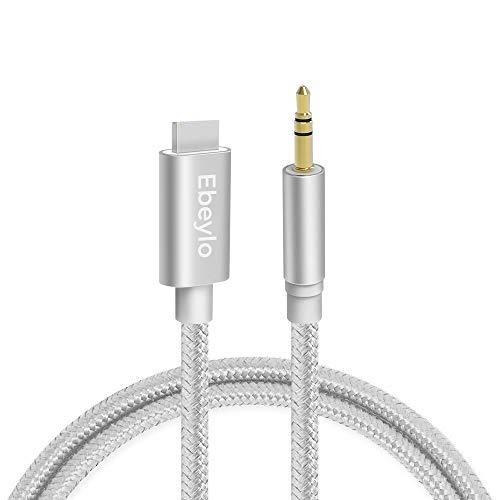 Aux Cable for car,Ebeylo Aux Cord Compatible with iPhone 6/7/8/X/Xs/Xr/iPad/iPod ã€Nylon Braidedã€‘ 3.3ft 3.5mm Male Audio Adapter for Car Home Stereo &Headphone -Silver