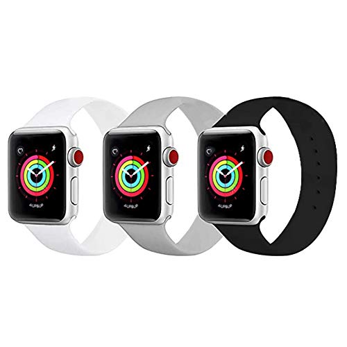 BMBEAR Sport Bands Compatible with Apple Watch 38mm 40mm Soft Silicone Band Replacement iWatch Strap for Apple Watch Series 4 Series 3 Series 2 Series 1 Gray S/M