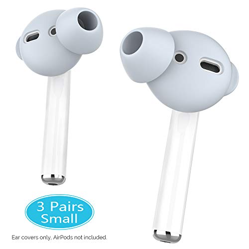 AhaStyle AirPods Ear Tips Silicone Anti-Slip Earbuds Cover Compatible with Apple AirPods 2 & 1 or EarPods-【Not Fit in The Charging Case】(3 Pairs Small, Light Blue)