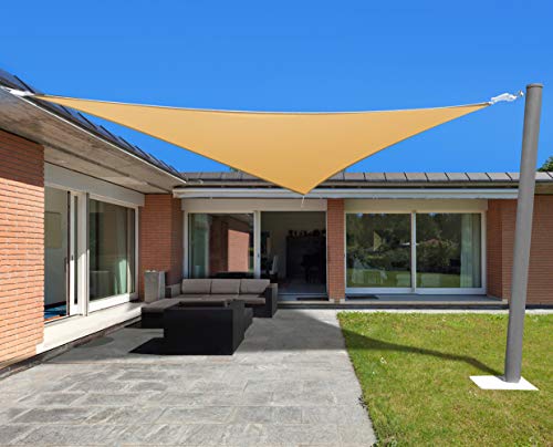 Henkelion Sun Shade Sail Triangle [9'10'' x 9'10'' x 9'10''] UV Block Durable Canopy Shade Sails for Outdoor Patio Garden Backyard Pond Pergola Sandbox Driveway - Sand Color