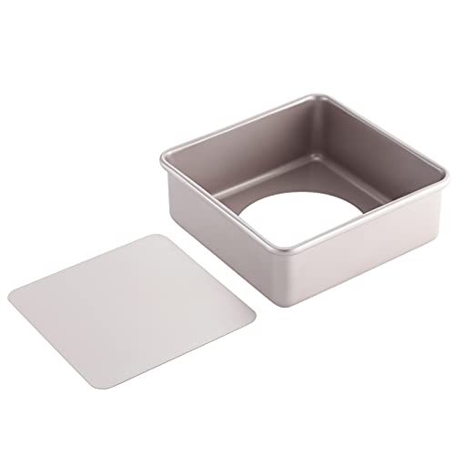 CHEFMADE Square Cake Pan, 8-Inch Deep Dish with Removable Loose Bottom Non-Stick Square Bakeware for Oven Baking (Champagne Gold)
